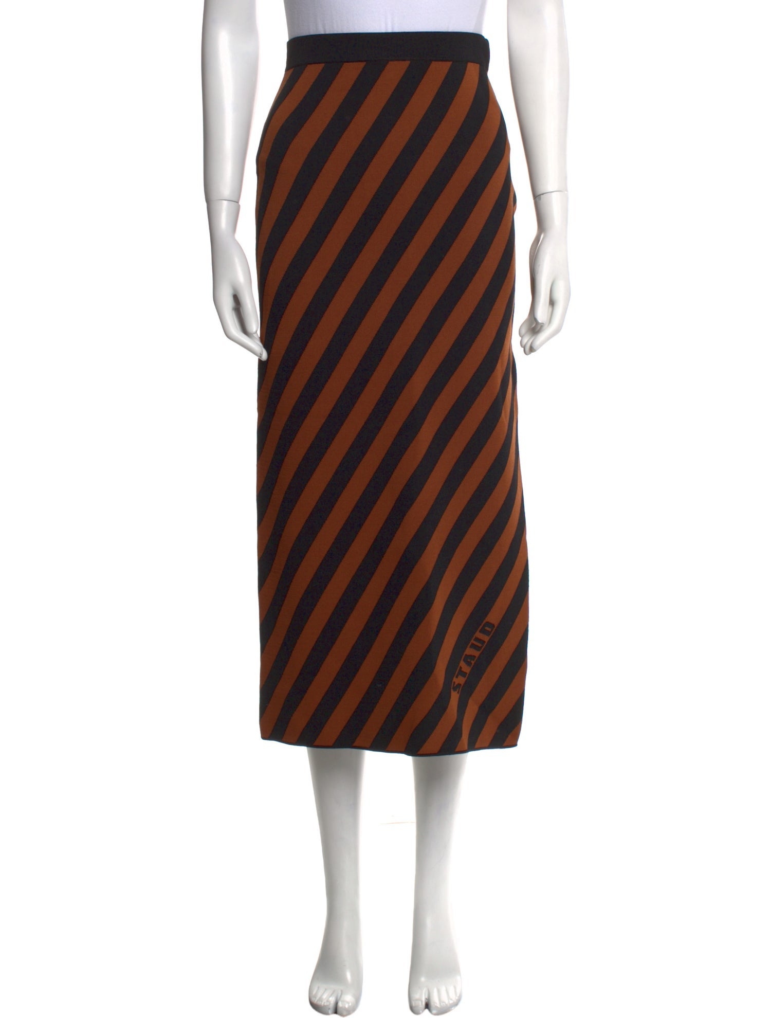 Staud Striped Midi Length Skirt