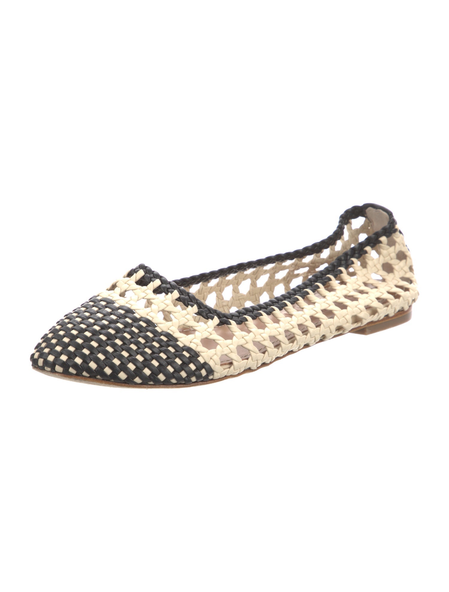 Staud Leather Colorblock Pattern Ballet Flats