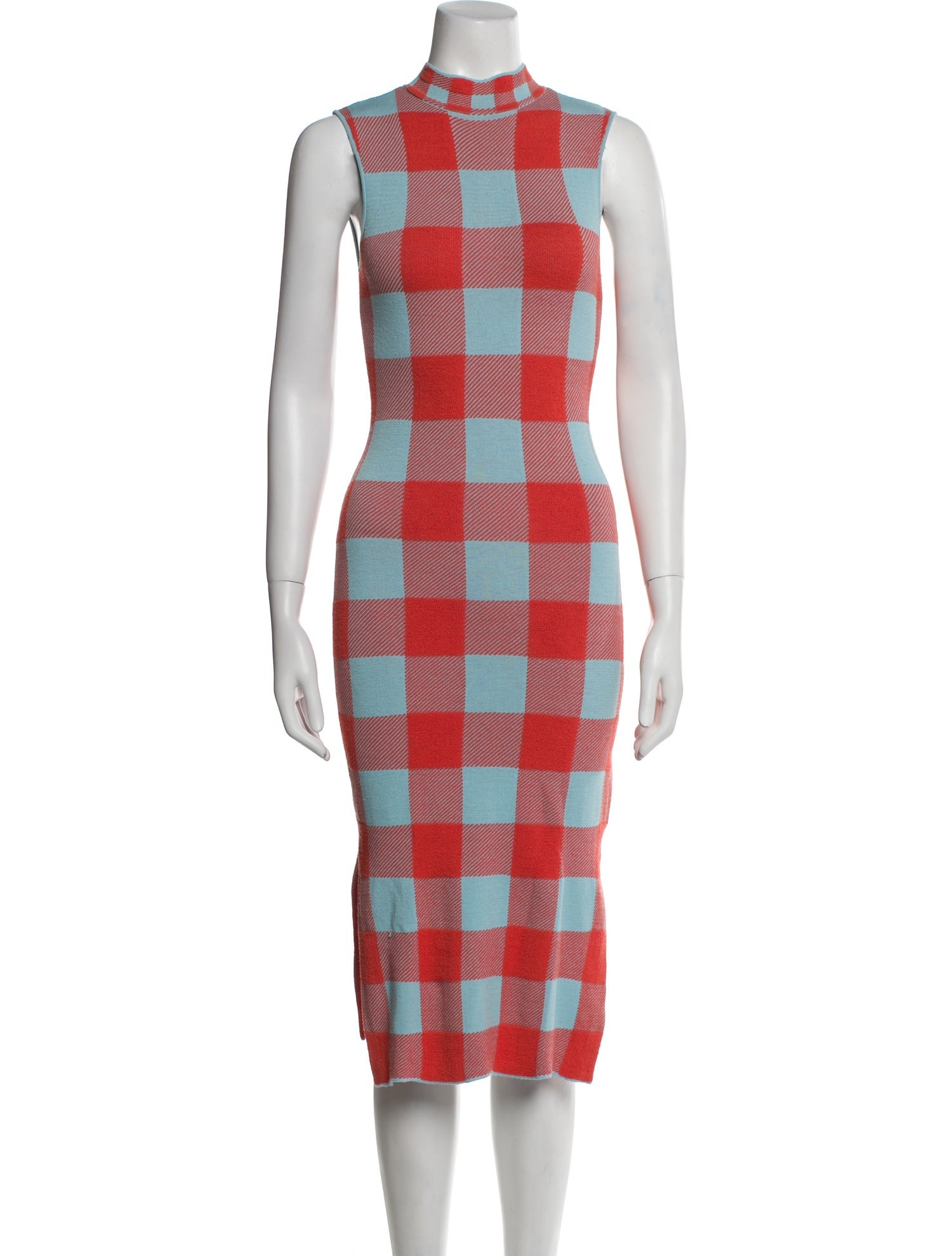 Staud Plaid Print Midi Length Dress