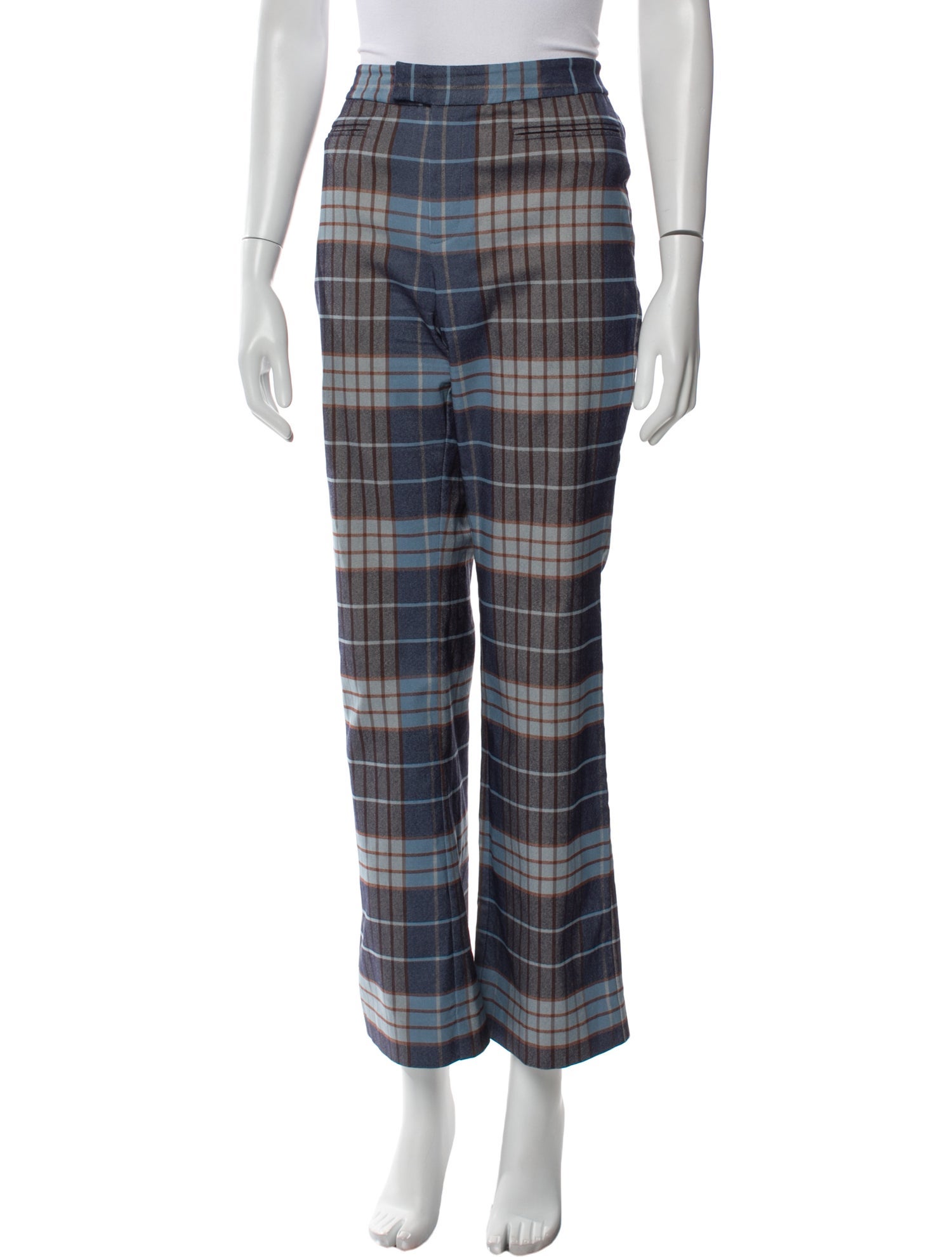 Staud Plaid Print Wide Leg Pants
