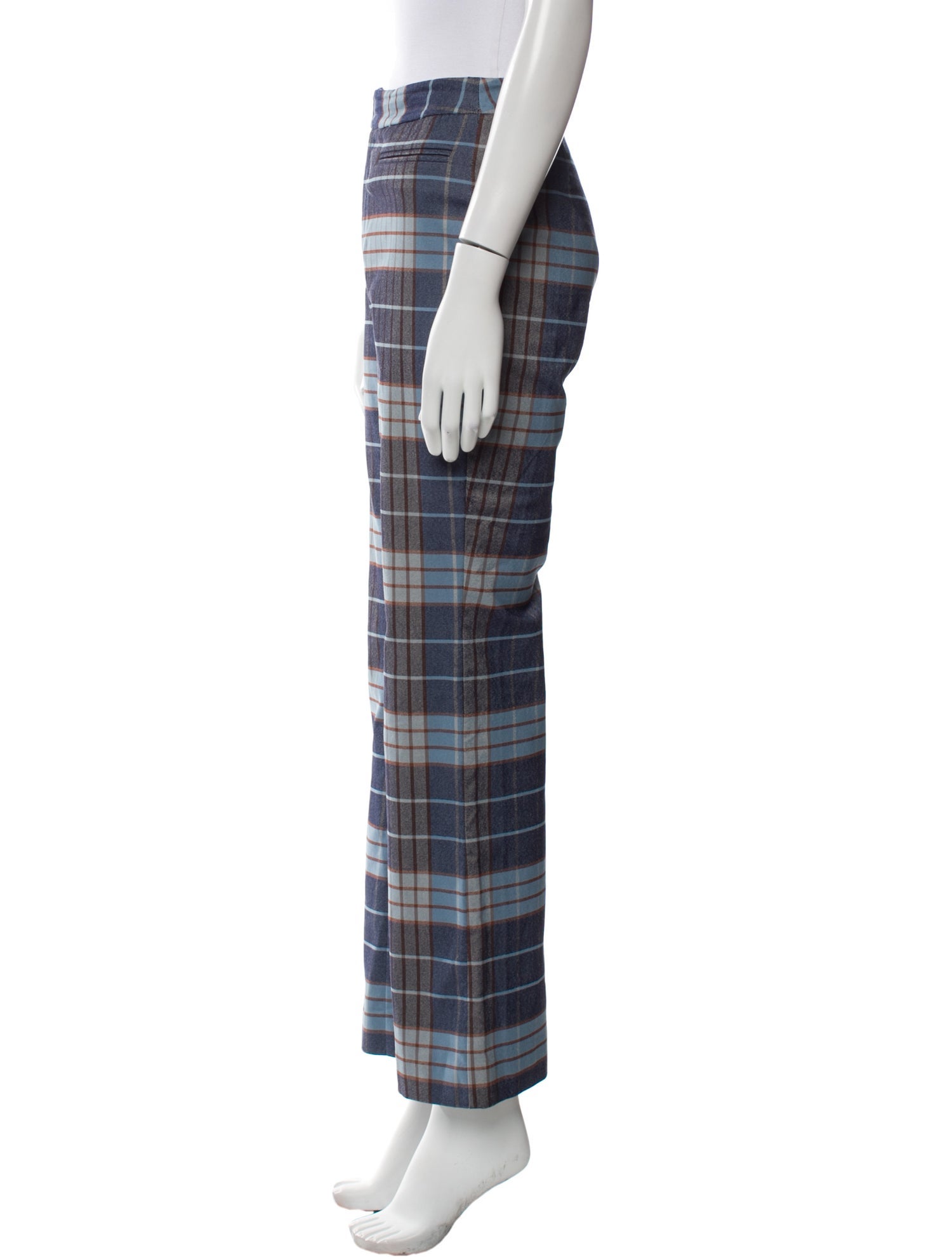 Staud Plaid Print Wide Leg Pants