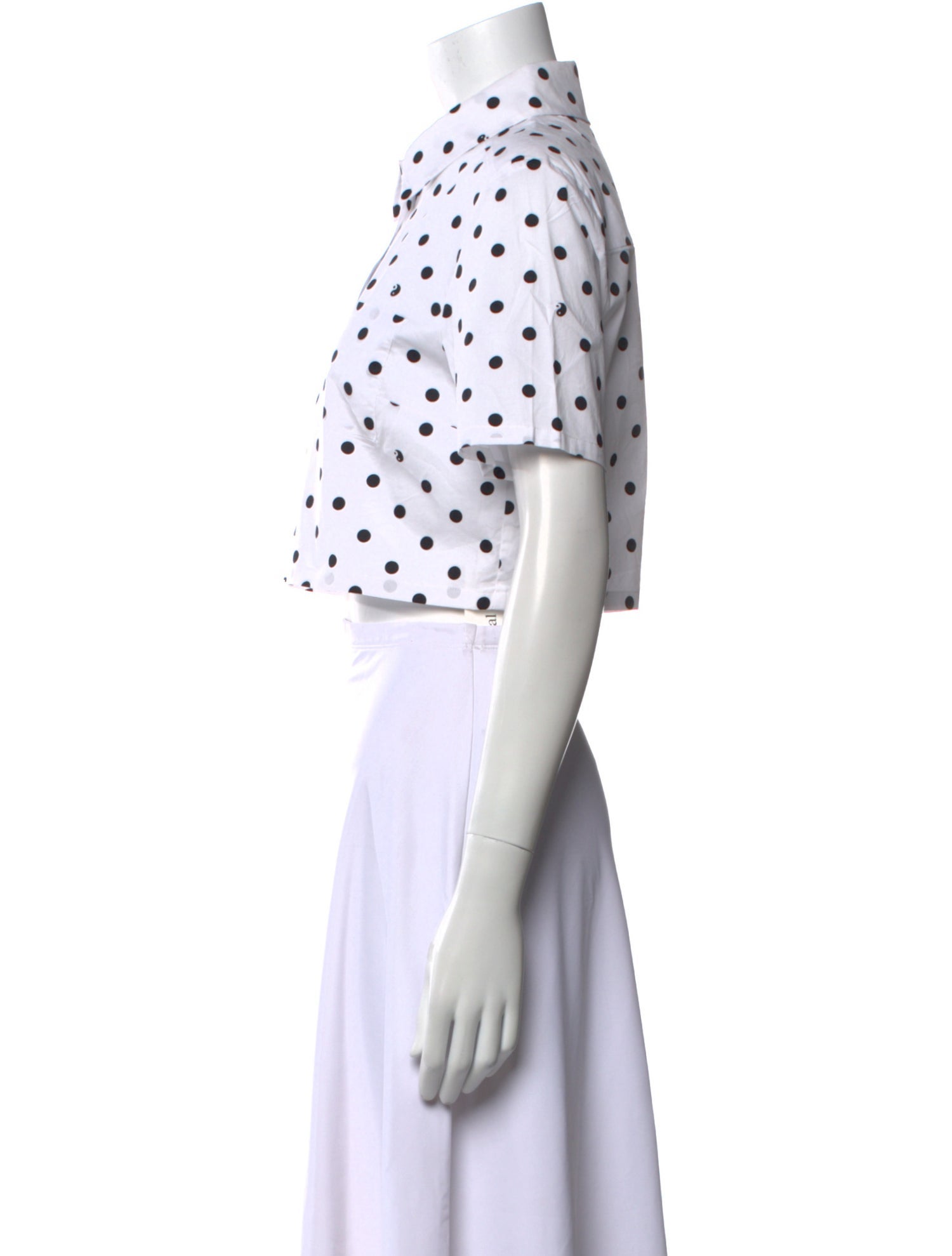 Staud Polka Dot Print Short Sleeve Crop Top