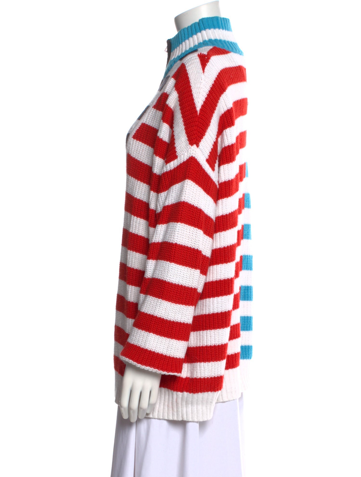 Staud Striped Mock Neck Sweater