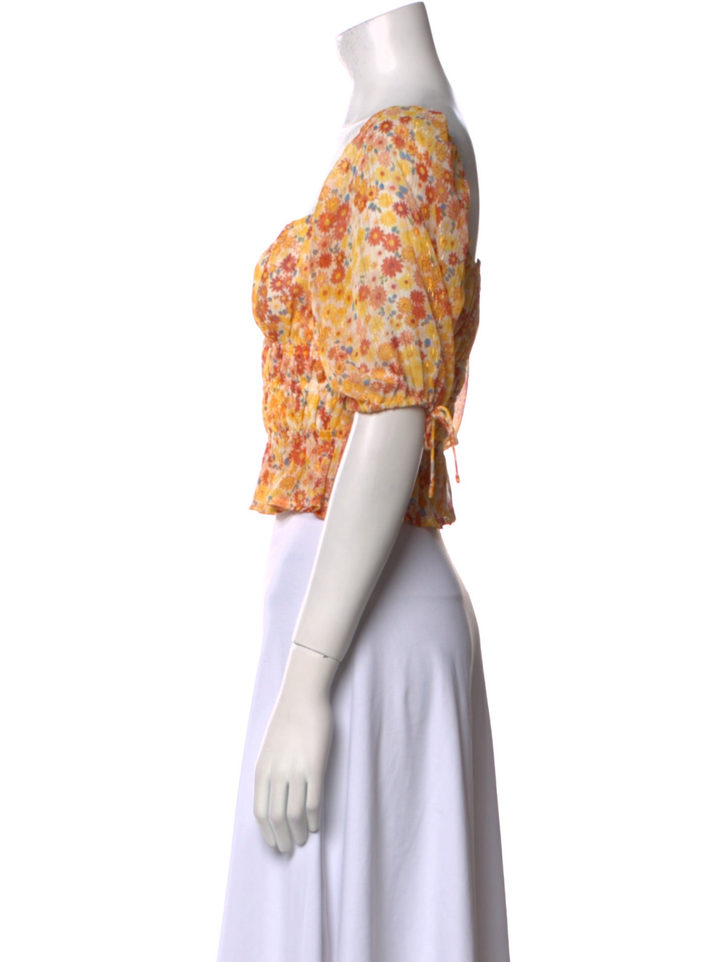 Staud Floral Print Square Neckline Crop Top