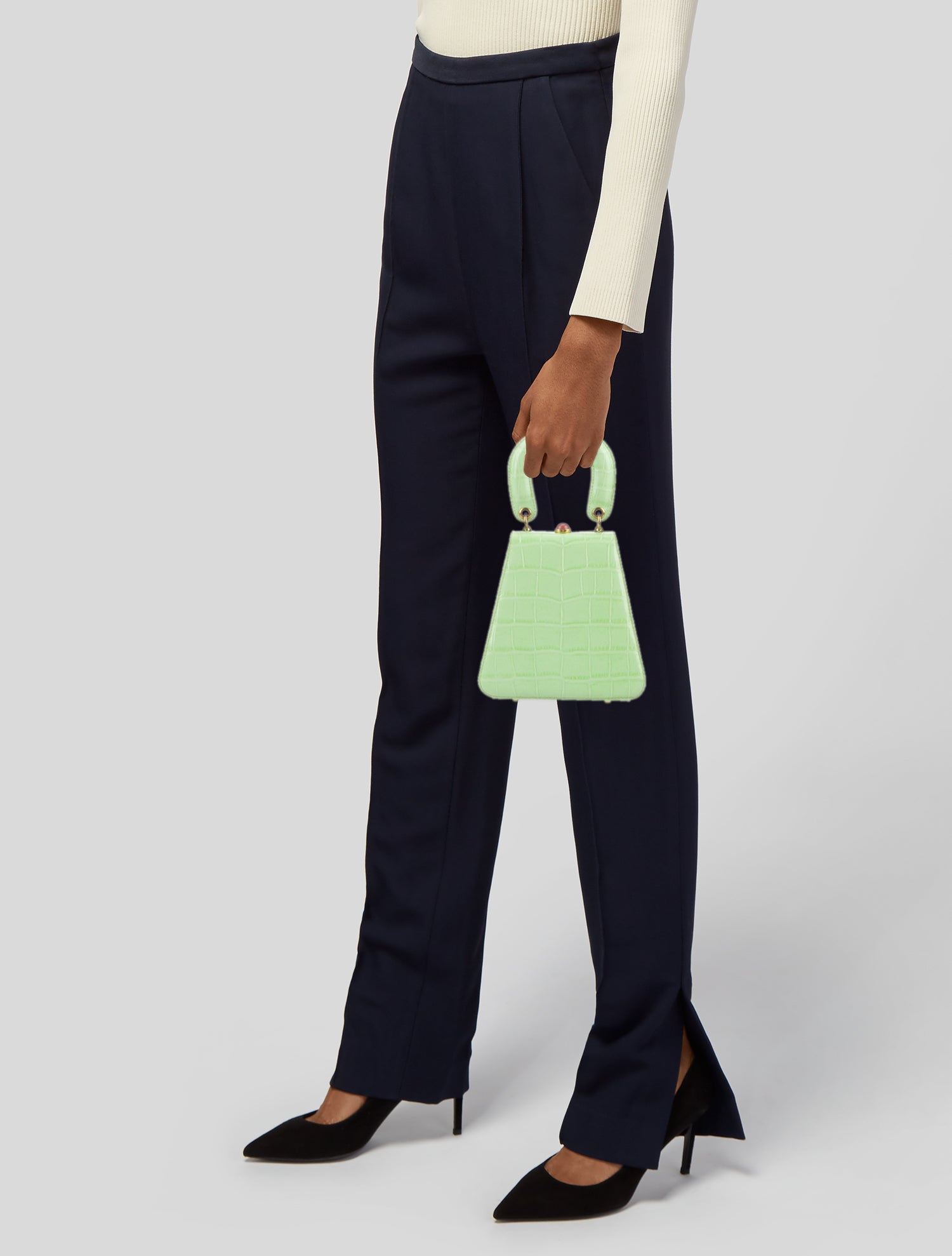 Staud Embossed Leather Top Handle Bag