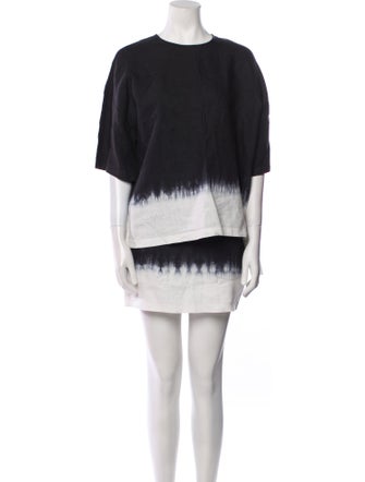 Staud Linen Colorblock Pattern Skirt Set