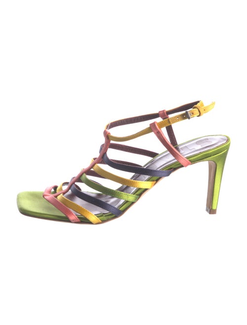 Staud Satin Colorblock Pattern Slingback Sandals
