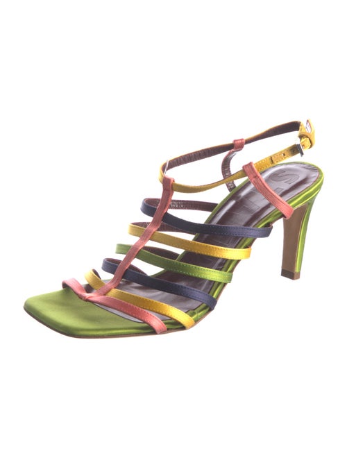 Staud Satin Colorblock Pattern Slingback Sandals