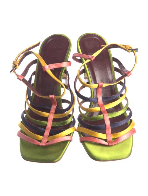 Staud Satin Colorblock Pattern Slingback Sandals