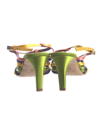 Staud Satin Colorblock Pattern Slingback Sandals