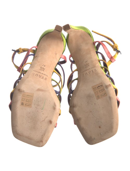 Staud Satin Colorblock Pattern Slingback Sandals