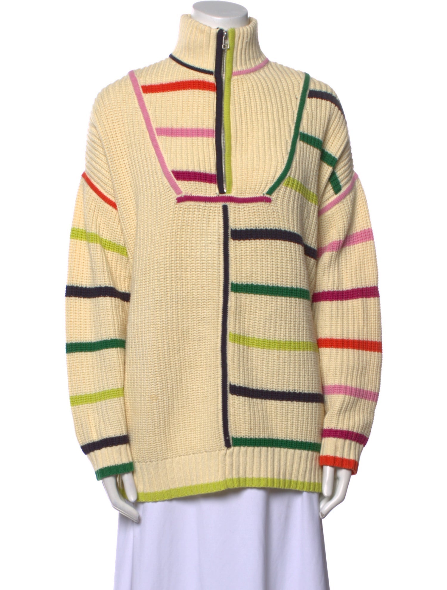Staud Striped Mock Neck Sweater