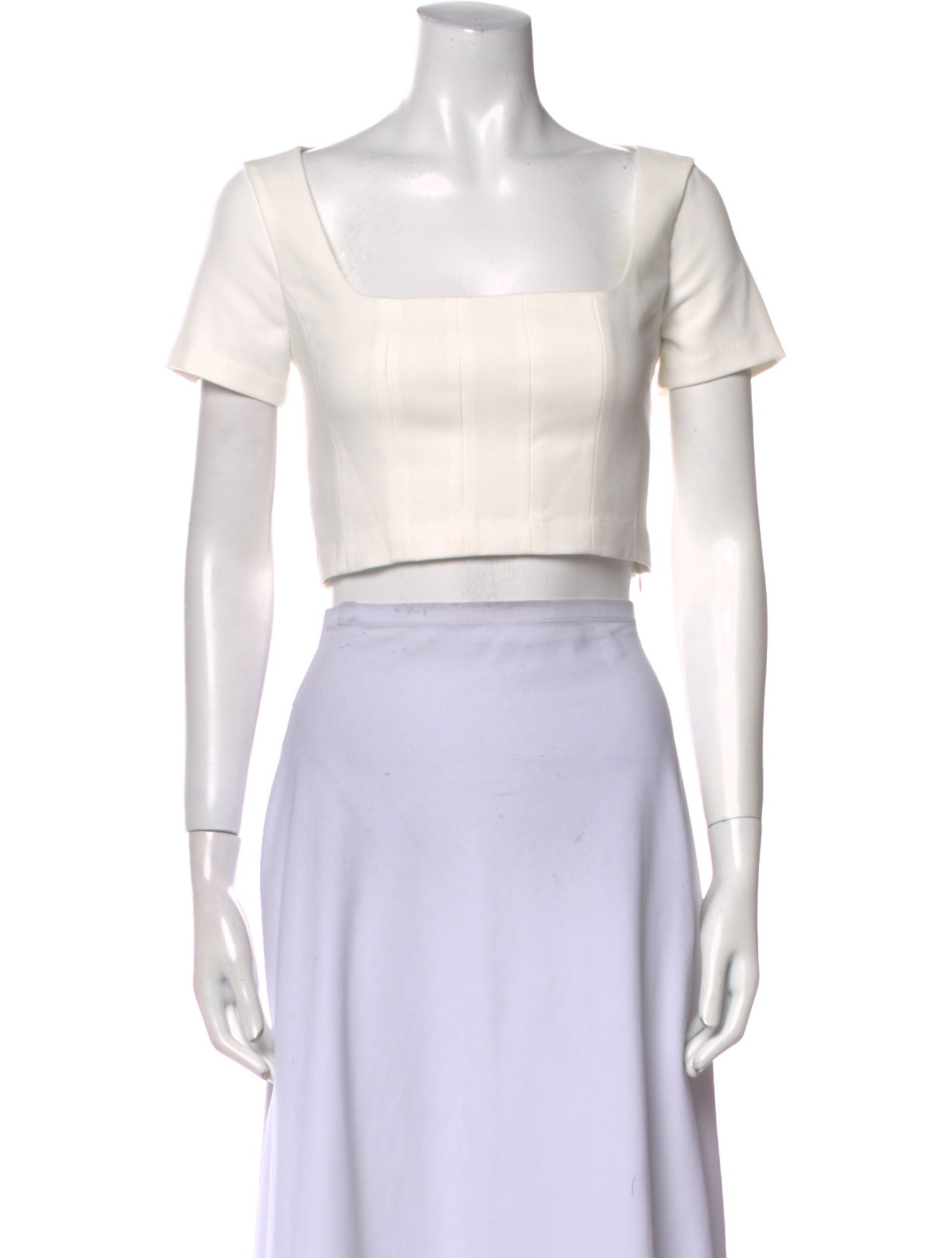 Staud Square Neckline Short Sleeve Crop Top