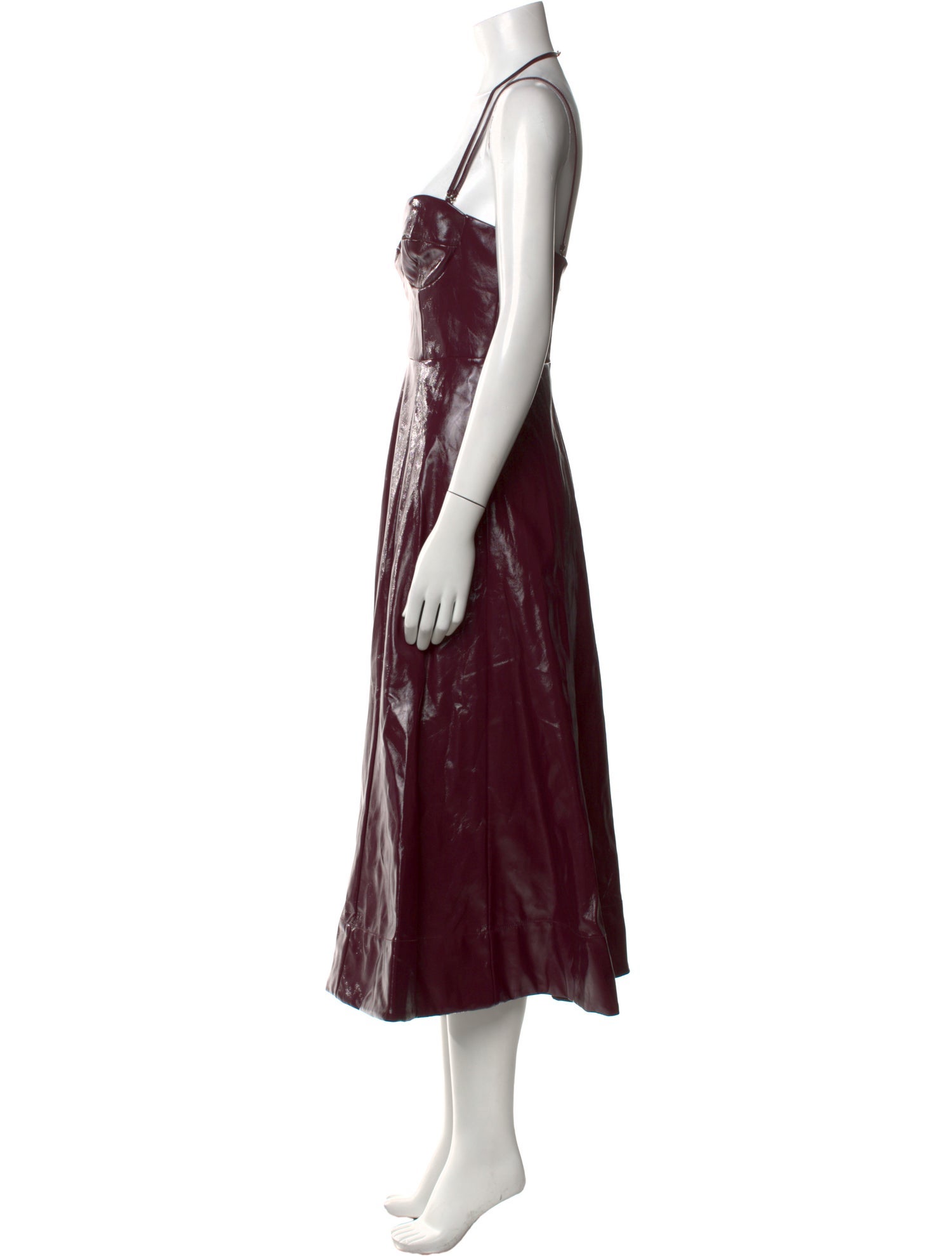 STAUD Women's Abstract Faux Leather Midi-Dress - Plum - Size 4