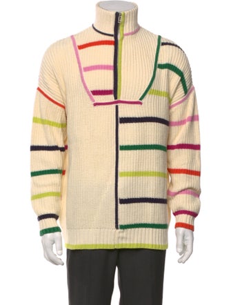 Staud Striped Mock Neck Cardigan