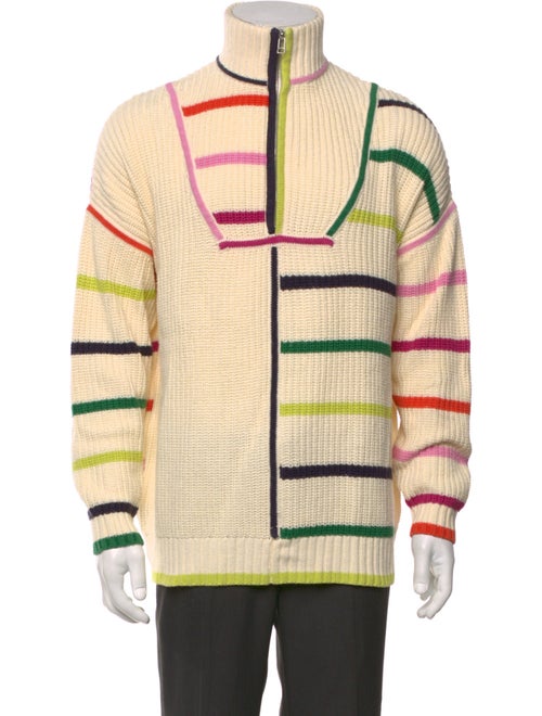 Staud Striped Mock Neck Cardigan