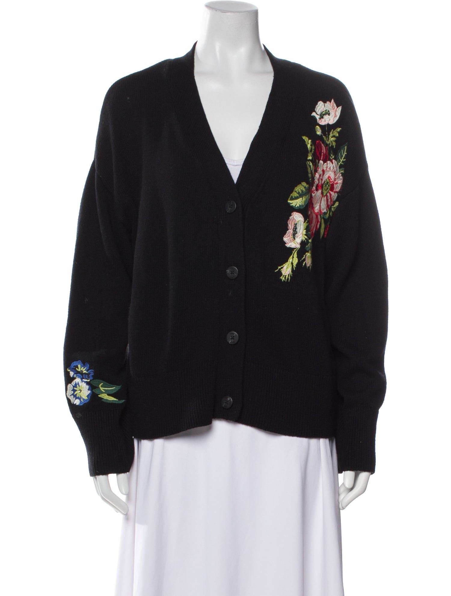 Staud Graphic Print V-Neck Sweater