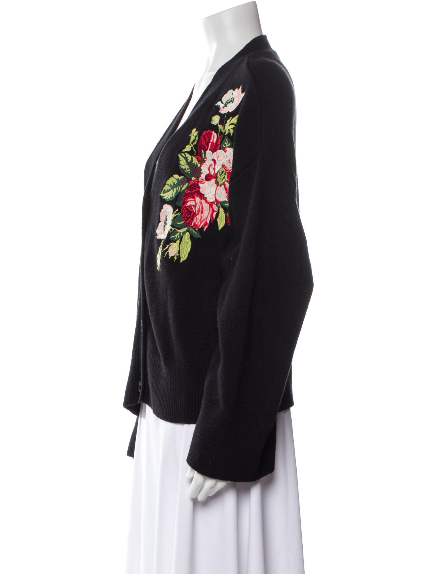 Staud Graphic Print V-Neck Sweater