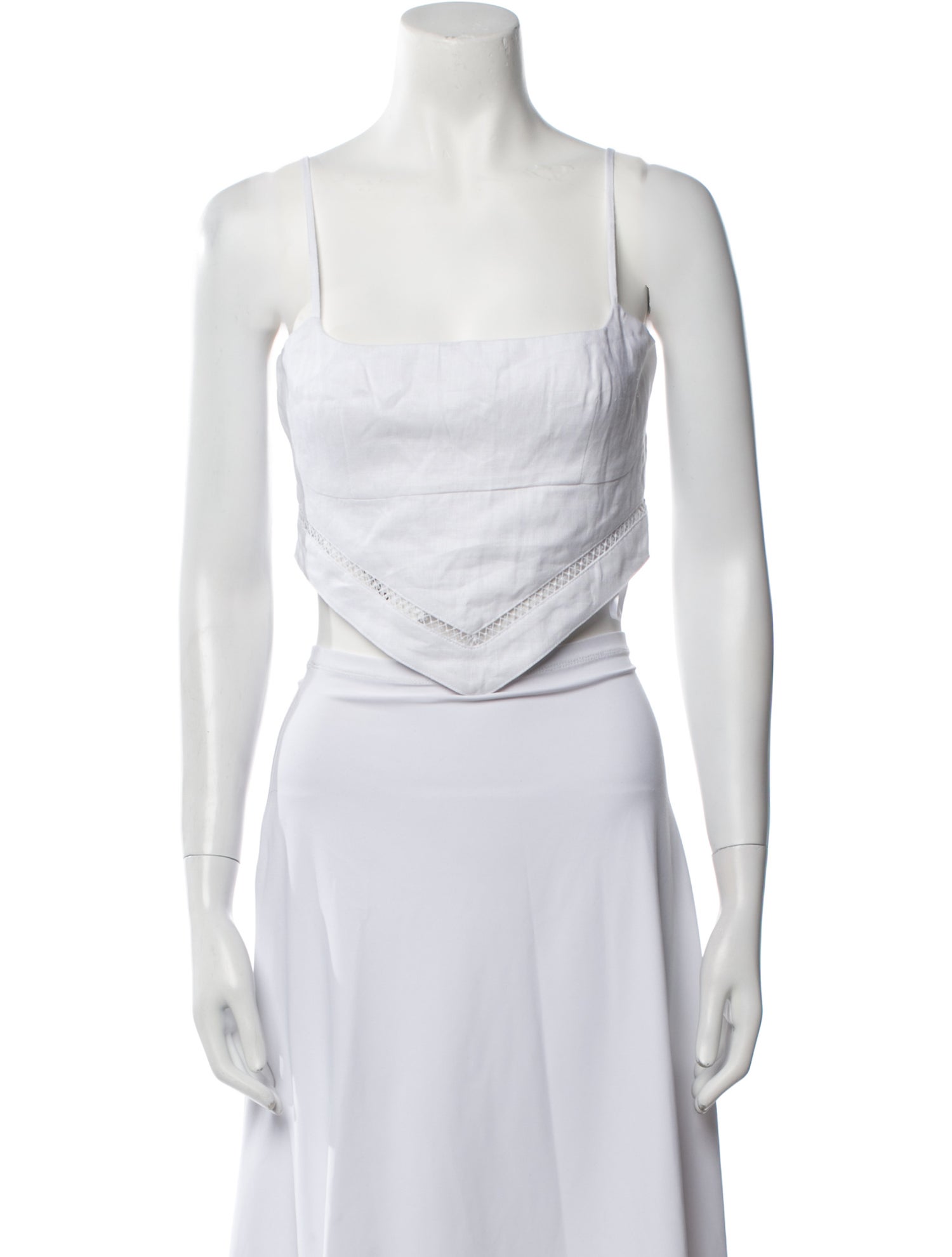 Staud Linen Square Neckline Crop Top