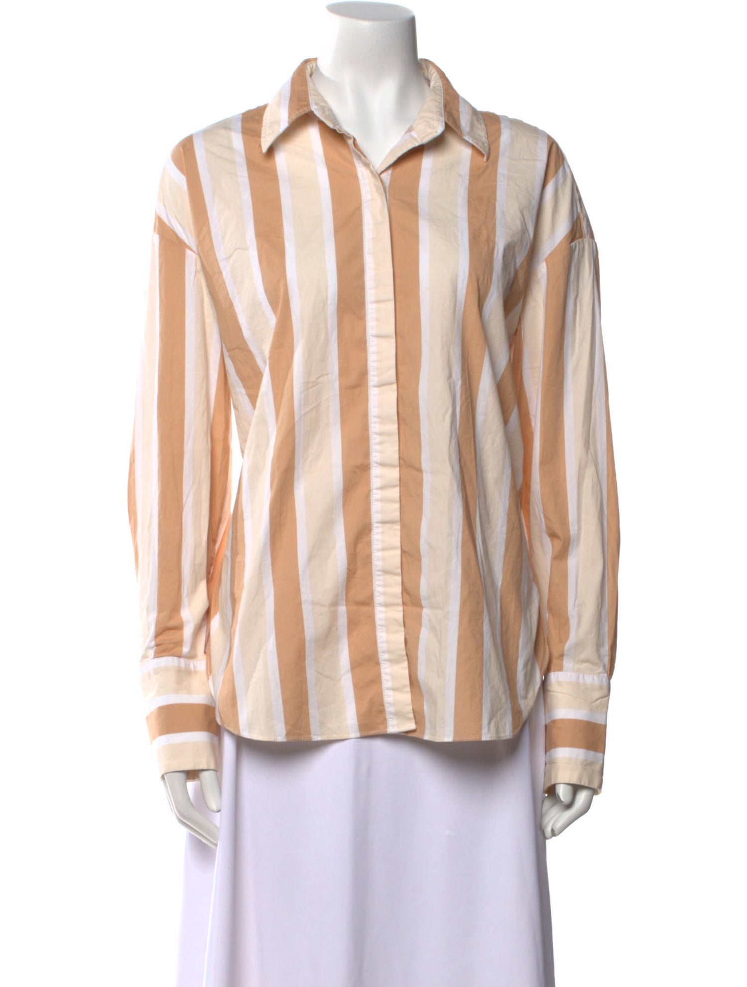 Staud Striped Long Sleeve Button-Up Top