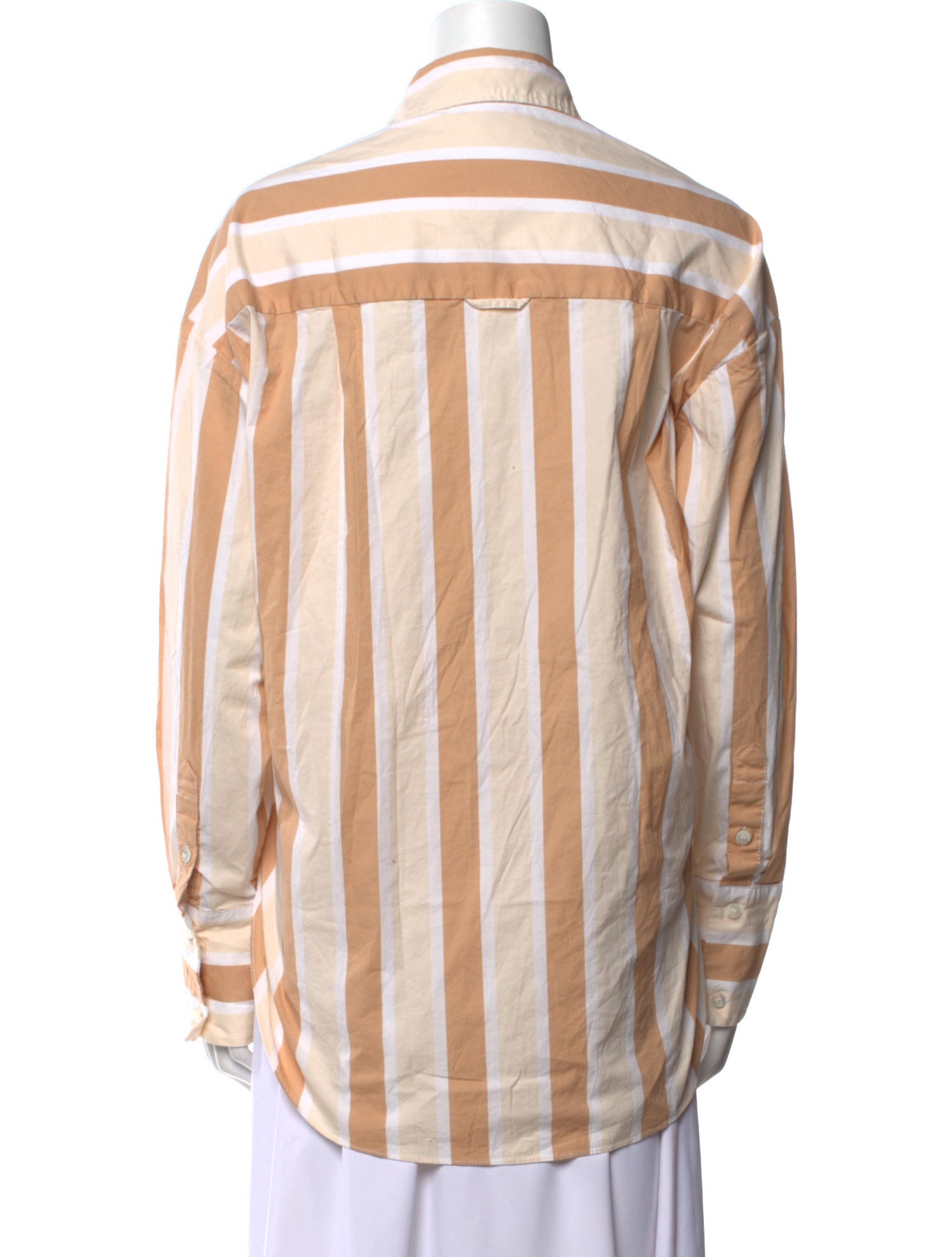 Staud Striped Long Sleeve Button-Up Top