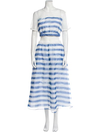 Staud Striped Keyhole Accent Skirt Set