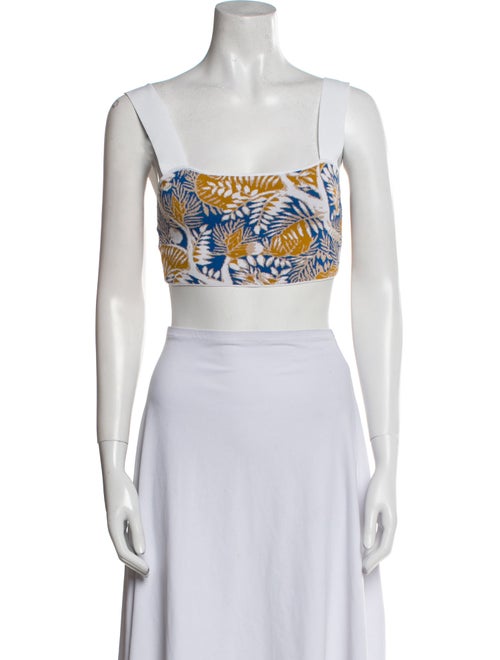 Staud Printed Square Neckline Crop Top