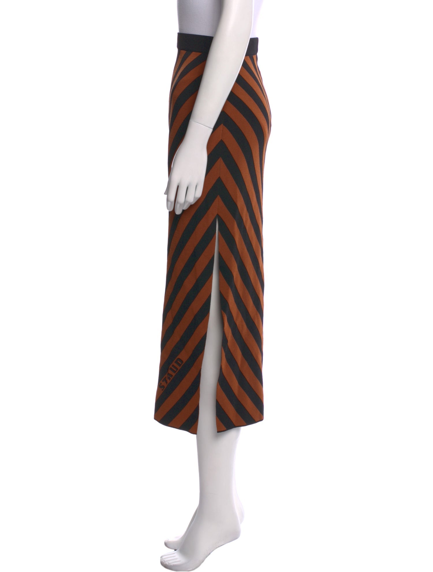 Staud Striped Midi Length Skirt
