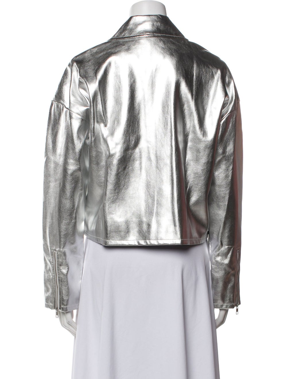 Staud Jacket Metallic & Silver Pointed Collar Sli… - image 3