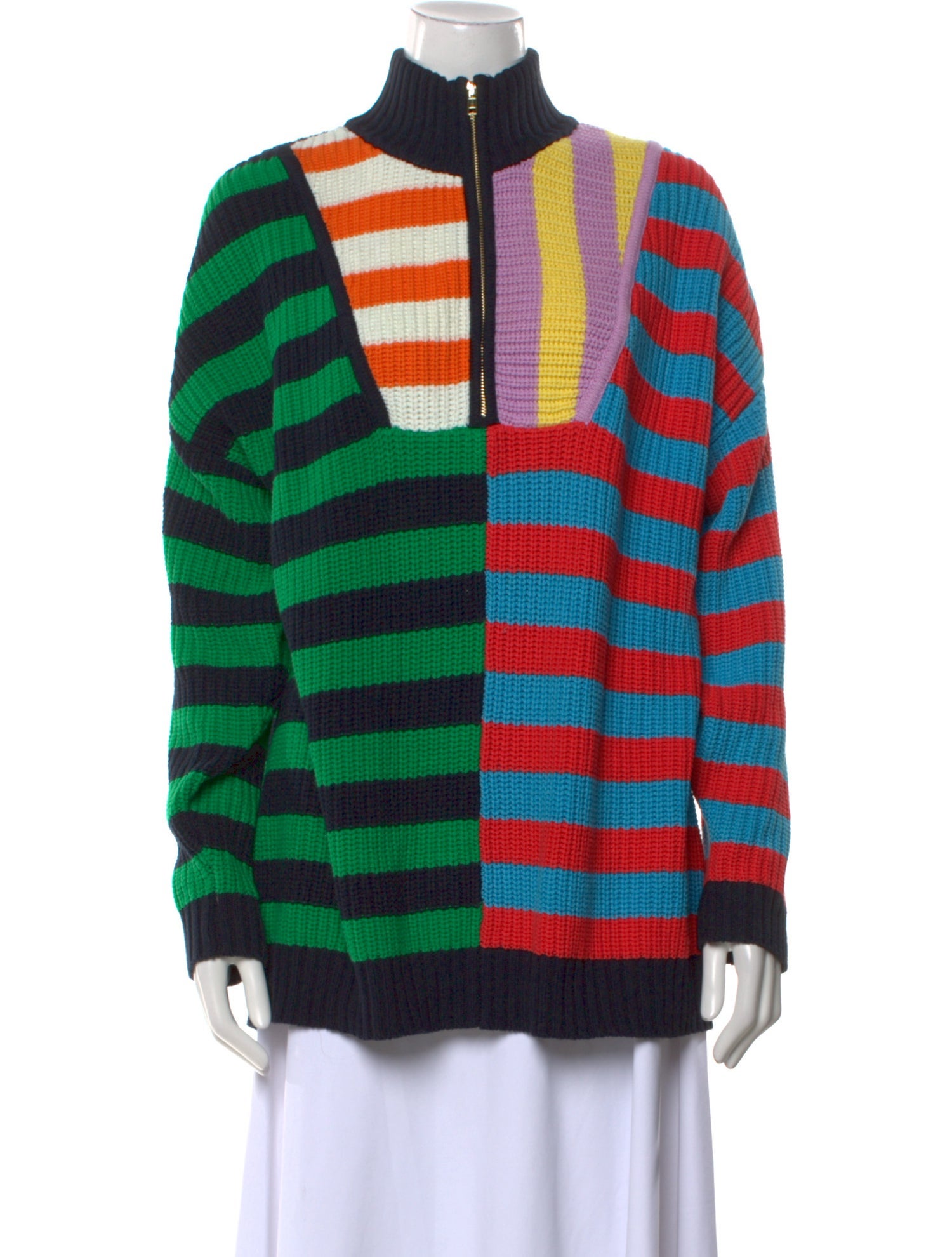 Staud Striped Mock Neck Sweater