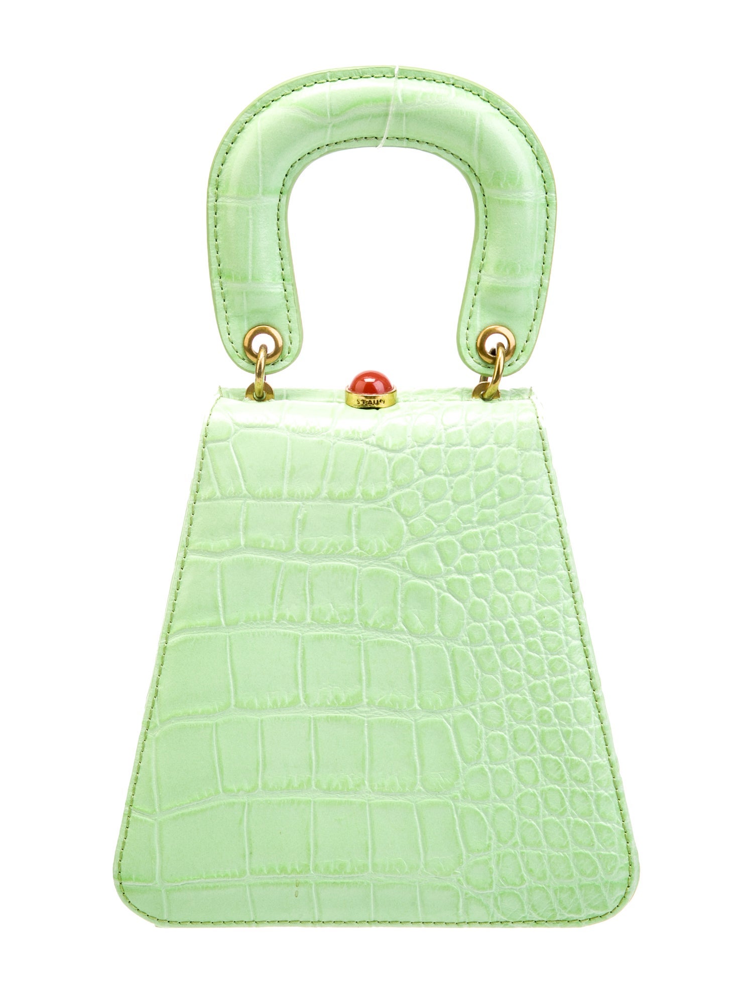 Staud Embossed Leather Top Handle Bag