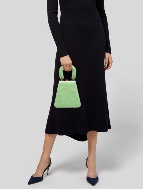 Staud Embossed Leather Top Handle Bag