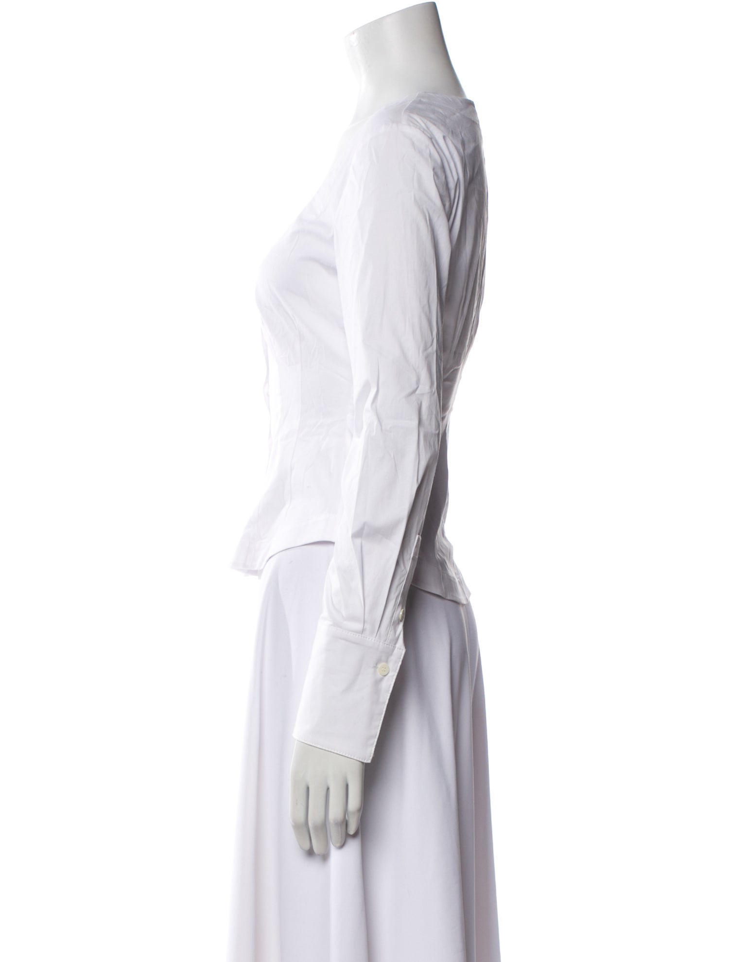 Staud Square Neckline Long Sleeve Button-Up Top