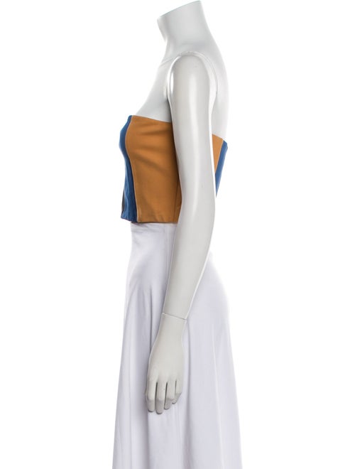 Staud Colorblock Pattern Strapless Crop Top