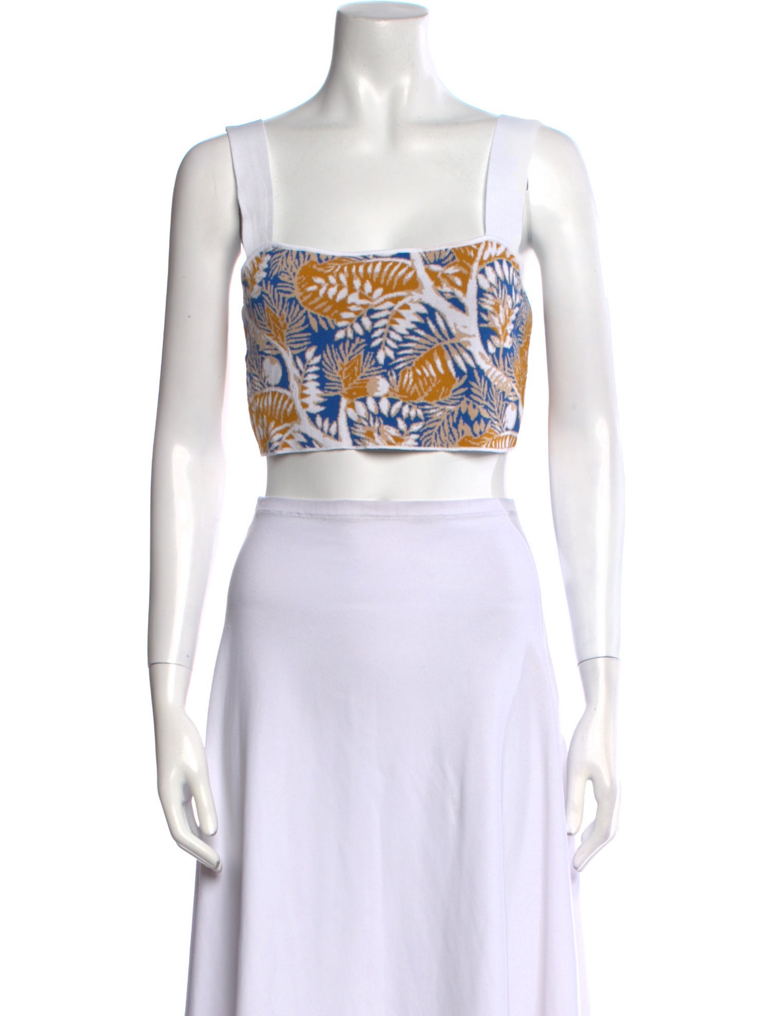 Staud Printed Square Neckline Crop Top