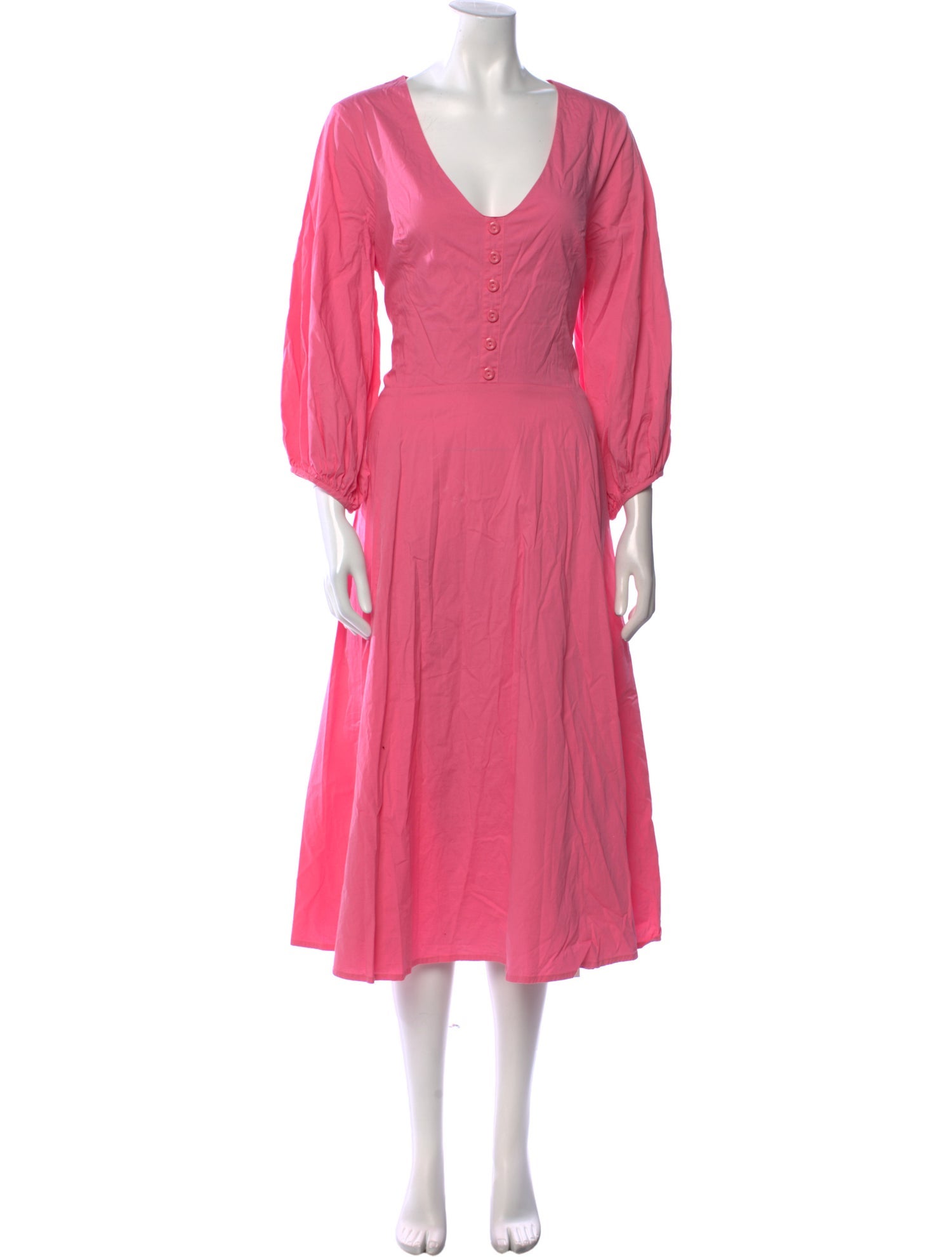 Staud V-Neck Midi Length Dress