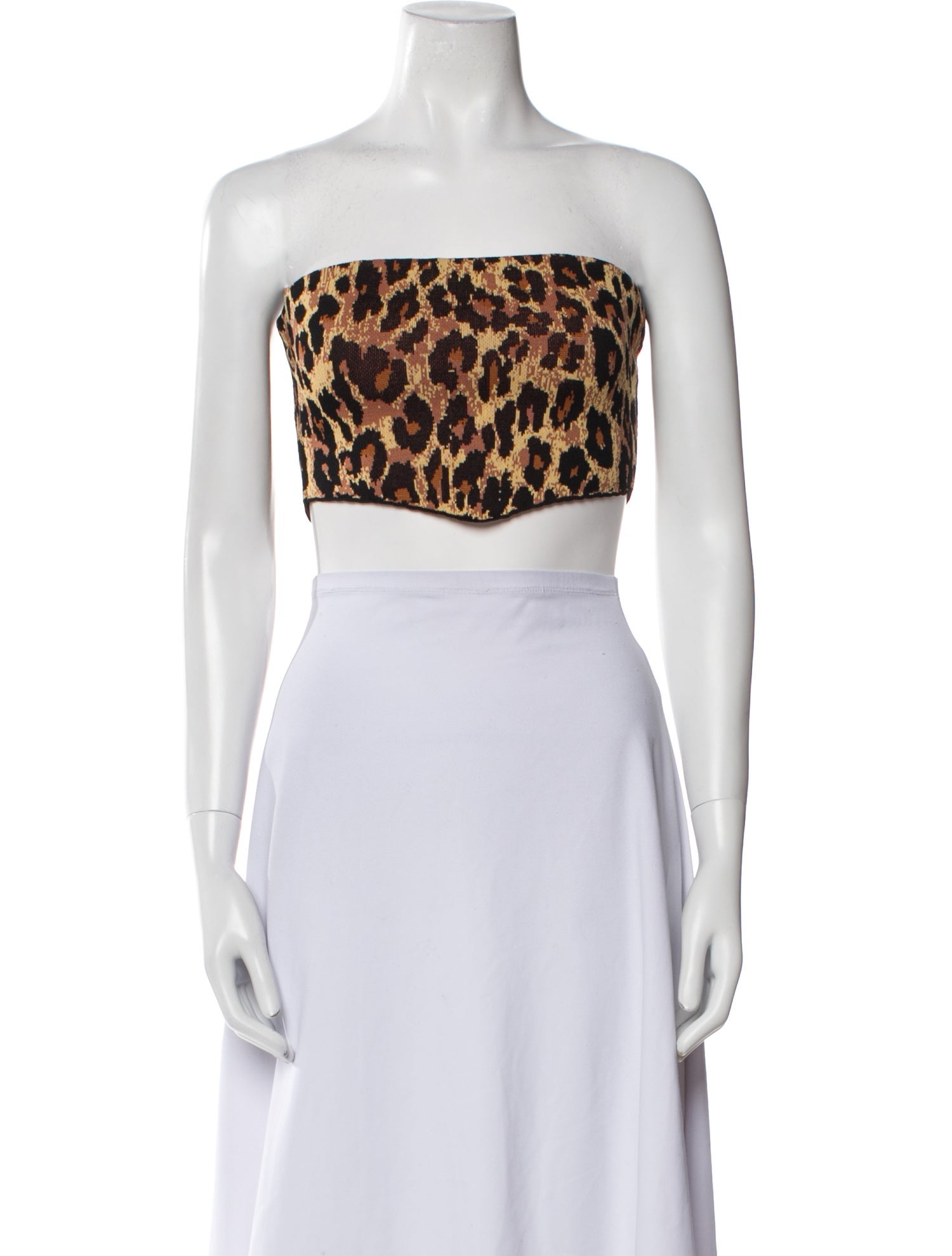 Staud Animal Print Strapless Crop Top