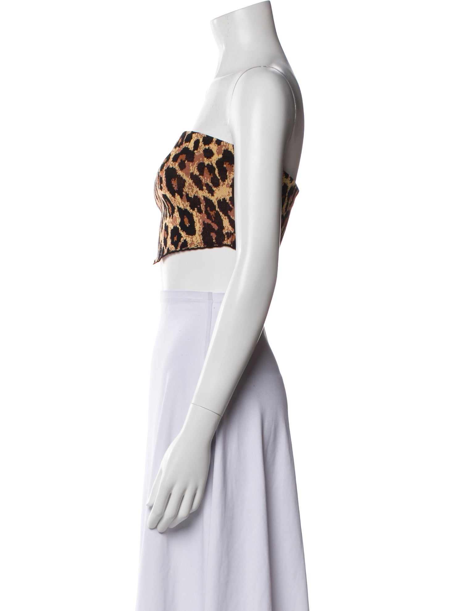 Staud Animal Print Strapless Crop Top
