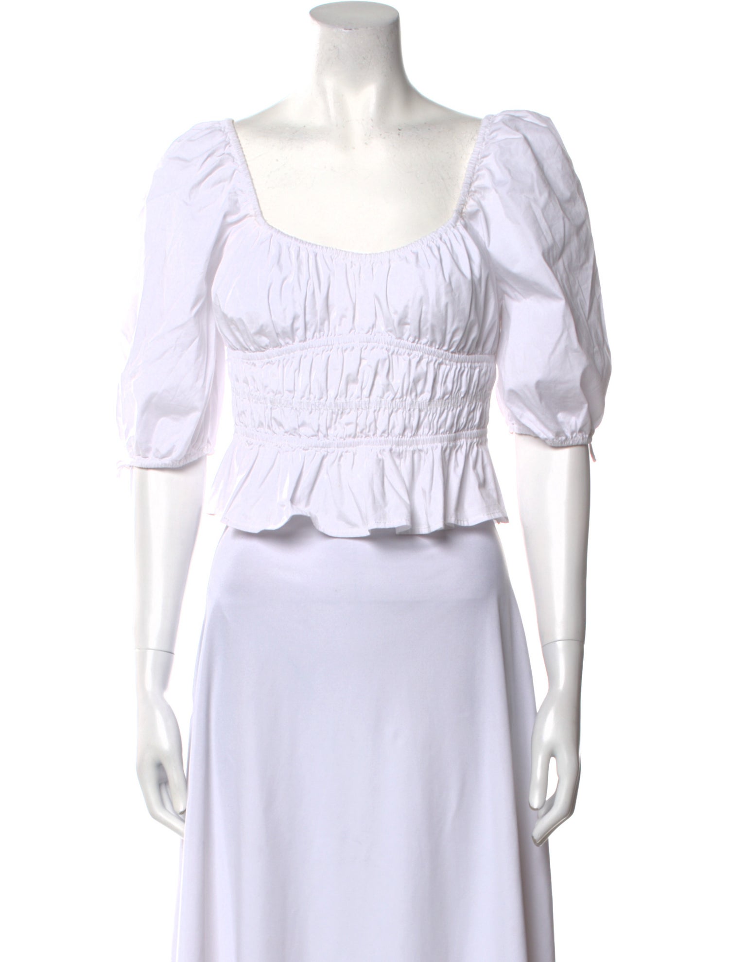 Staud Scoop Neck Three-Quarter Sleeve Crop Top