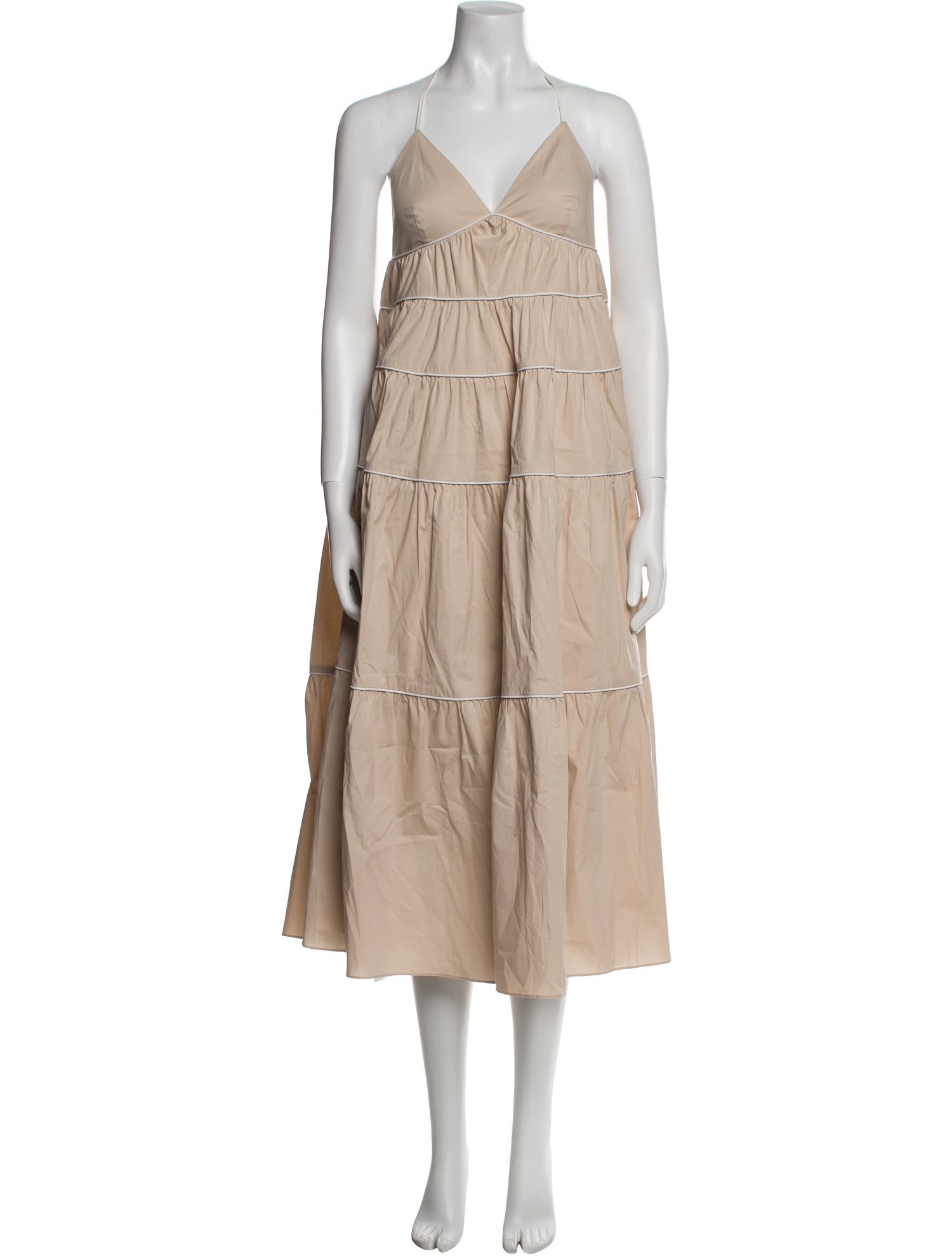 Staud V-Neck Midi Length Dress