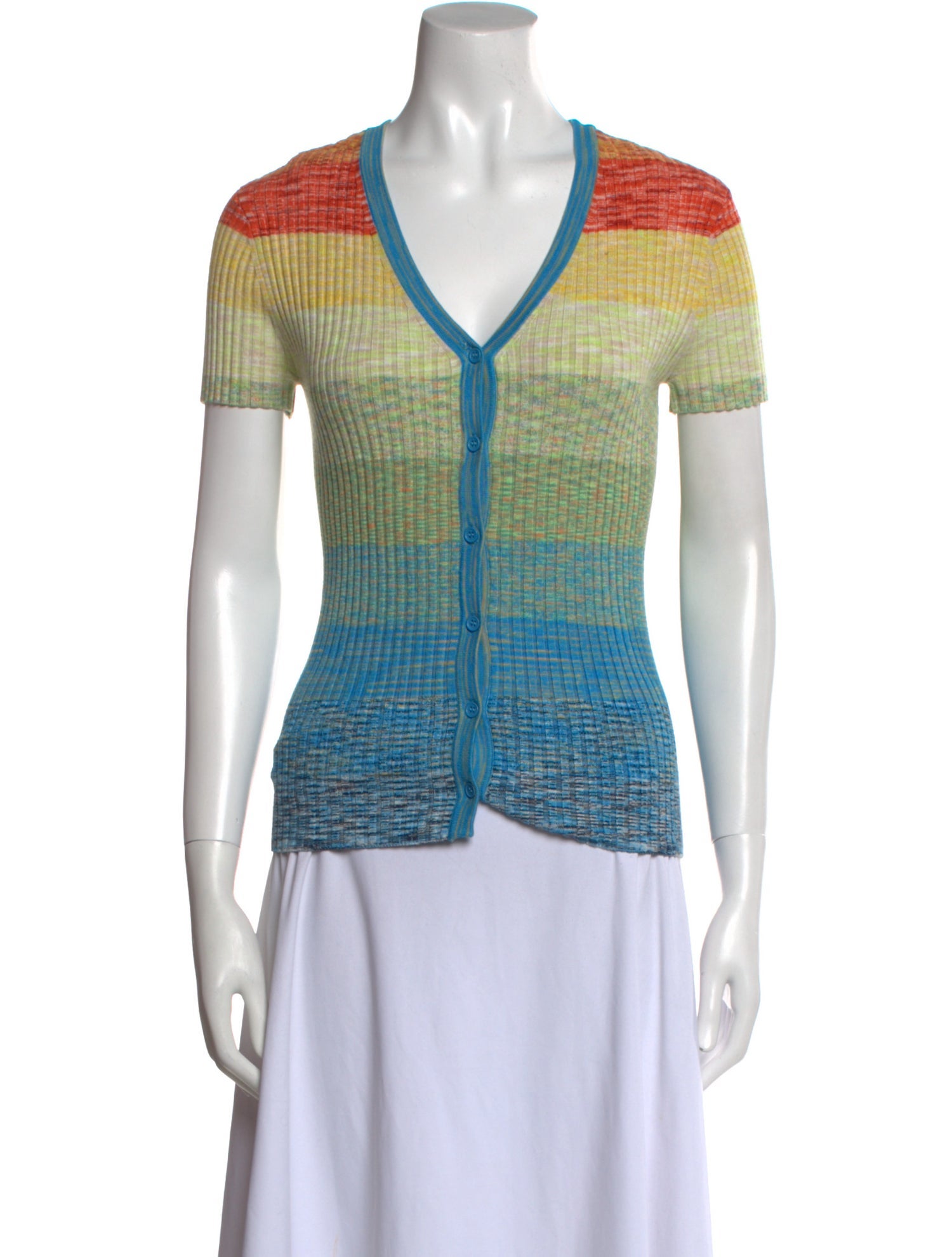 Staud Striped V-Neck Top