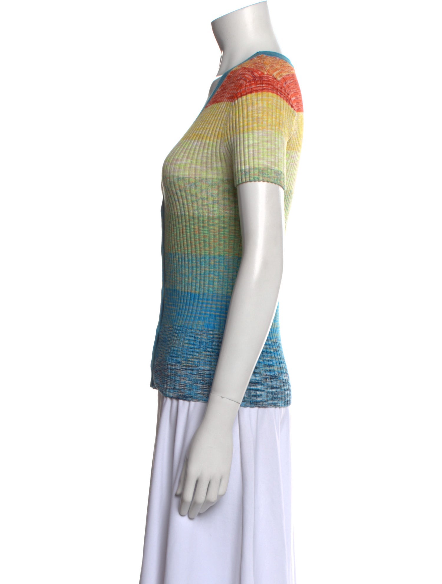 Staud Striped V-Neck Top