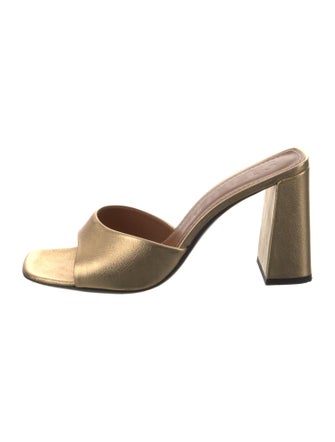 Staud Embossed Leather Cutout Accent Slides