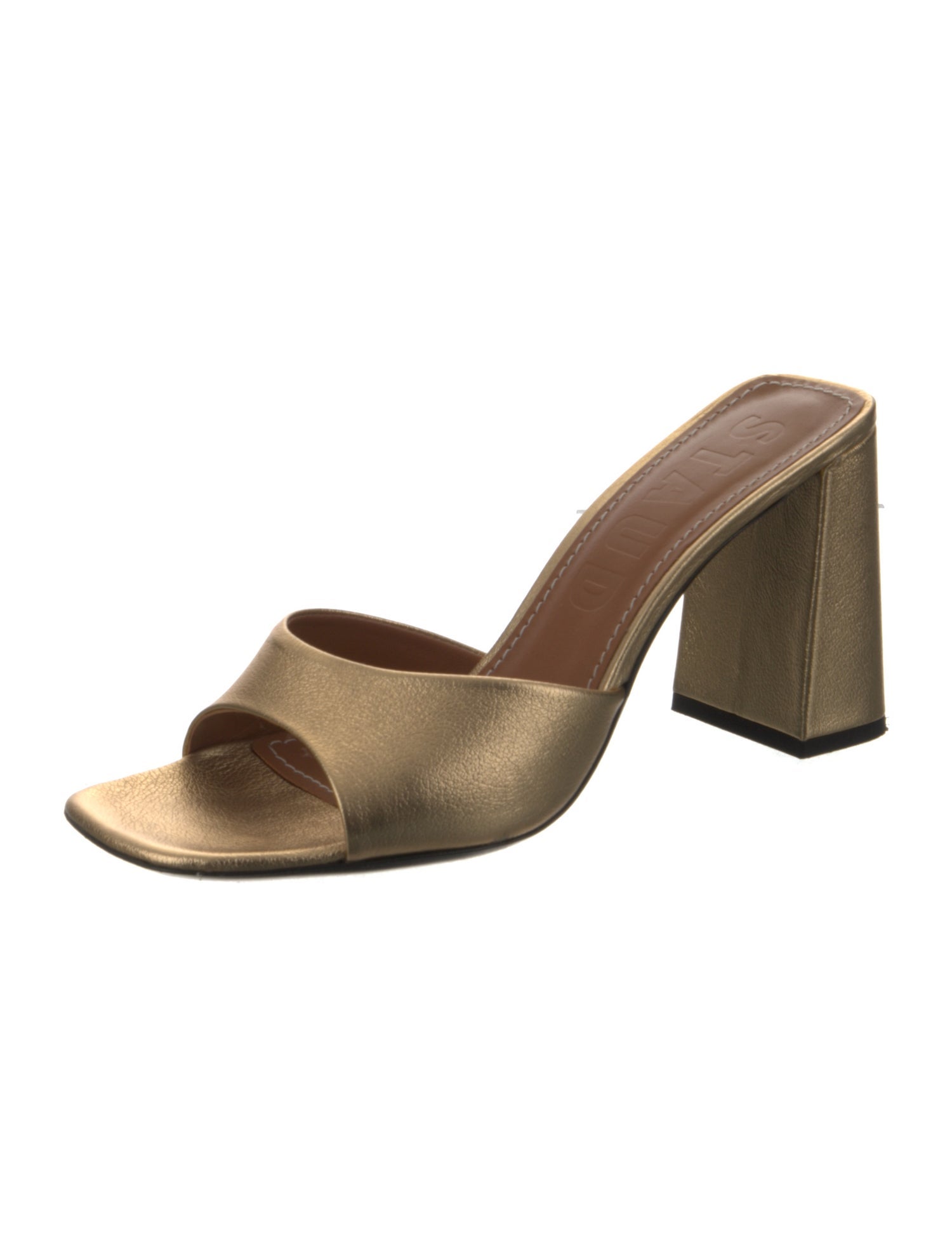 Staud Embossed Leather Cutout Accent Slides