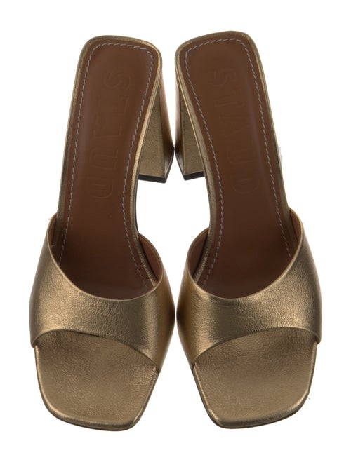 Staud Embossed Leather Cutout Accent Slides