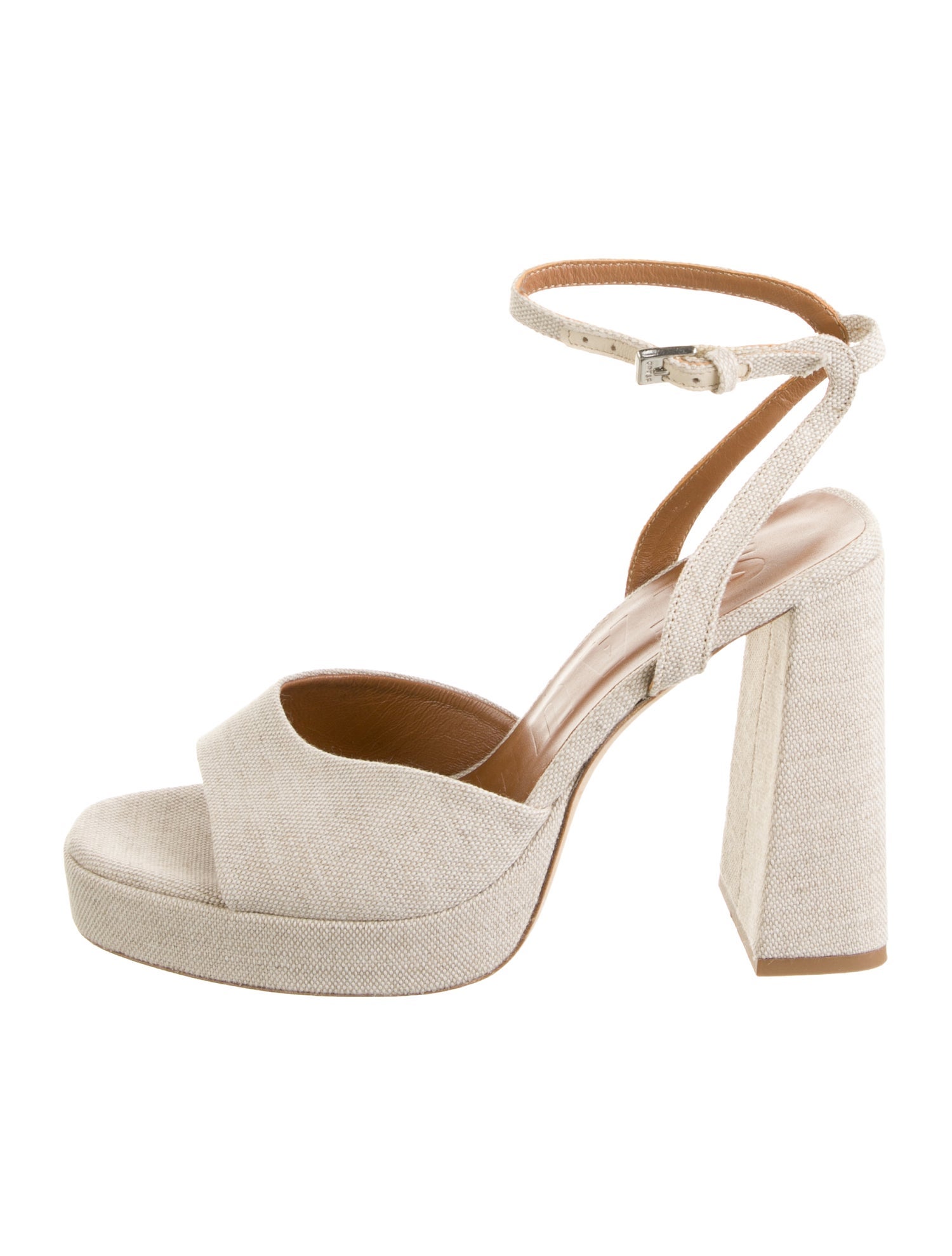 Staud Canvas Leather Trim Embellishment Sandals