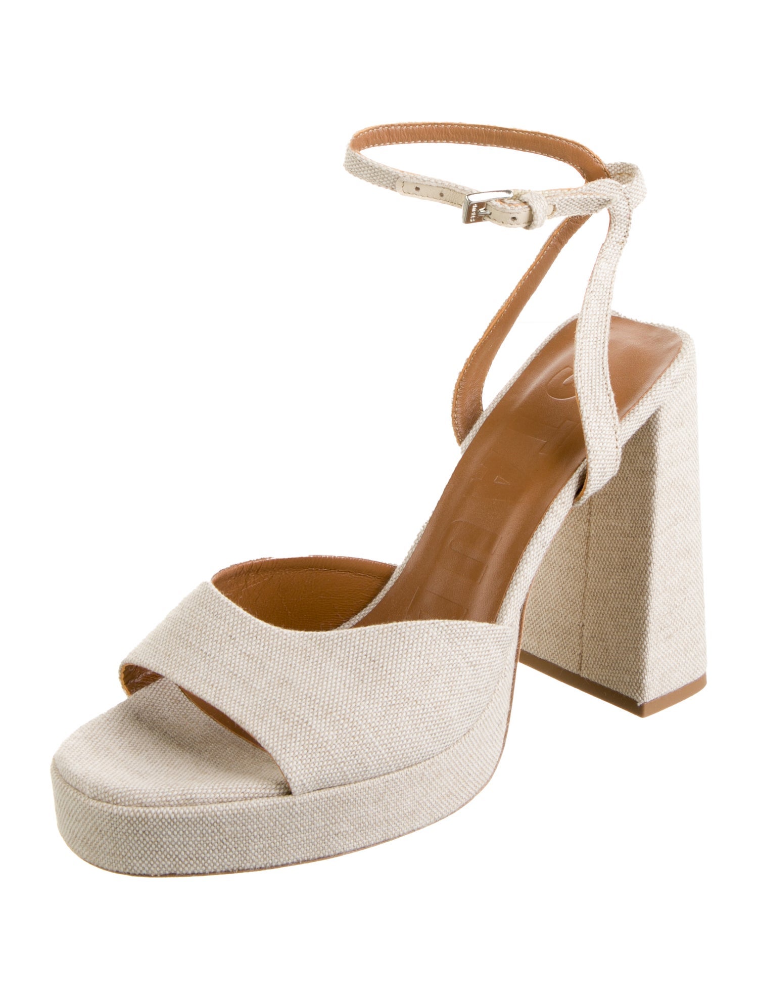 Staud Canvas Leather Trim Embellishment Sandals