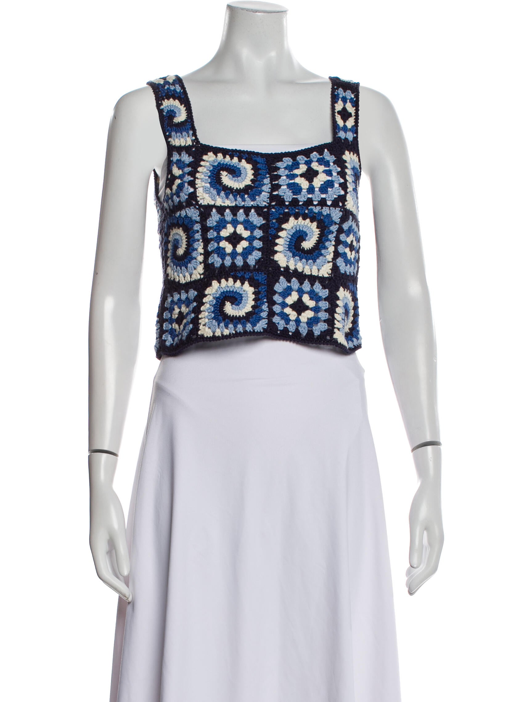 Staud Patterned Square Neckline Sweater