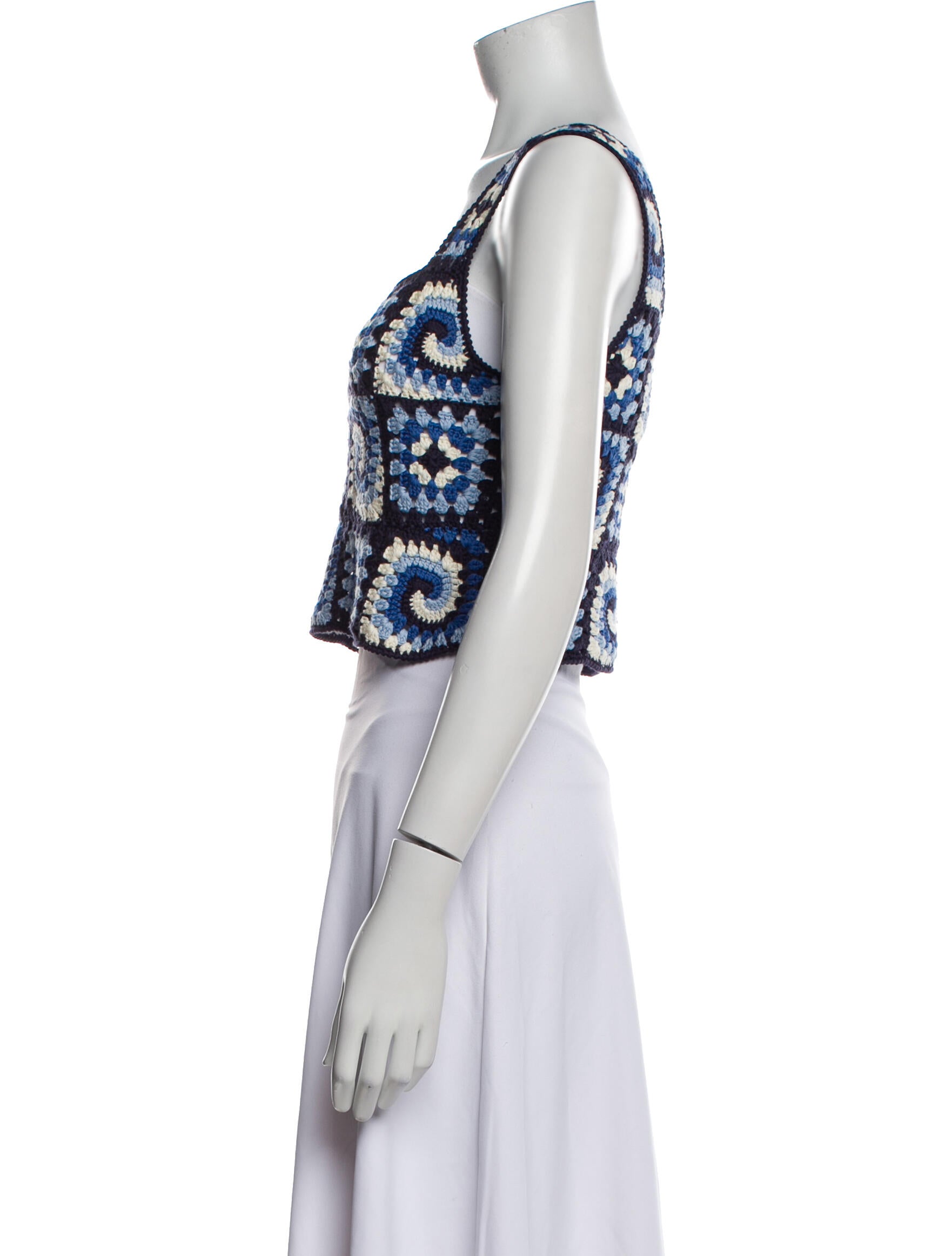 Staud Patterned Square Neckline Sweater