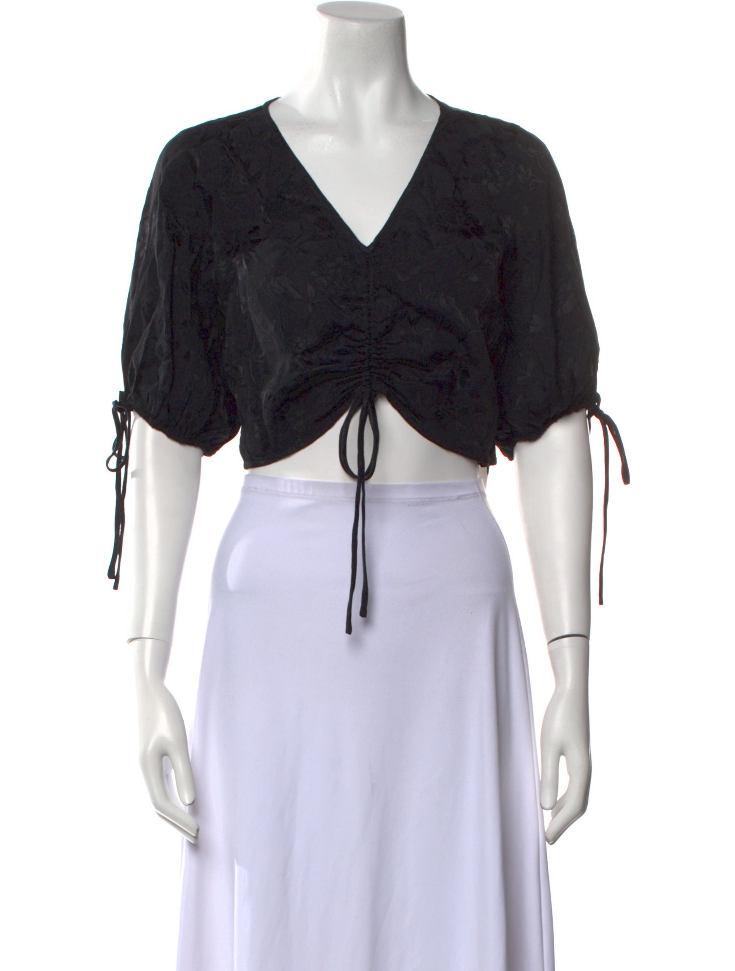 Staud V-Neck Short Sleeve Crop Top